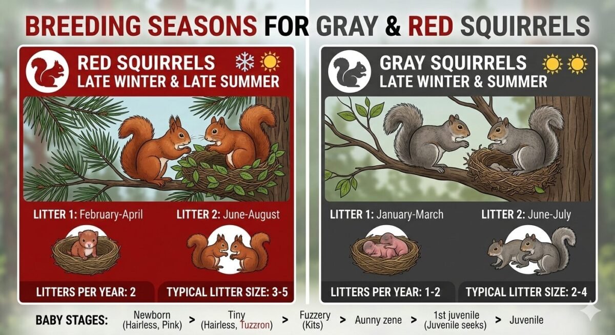 Breeding Seasons For Gray & Red Squirrels