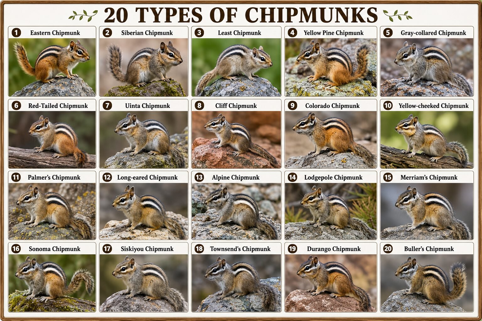 Types of Chipmunks: 20 Species Identification Guide